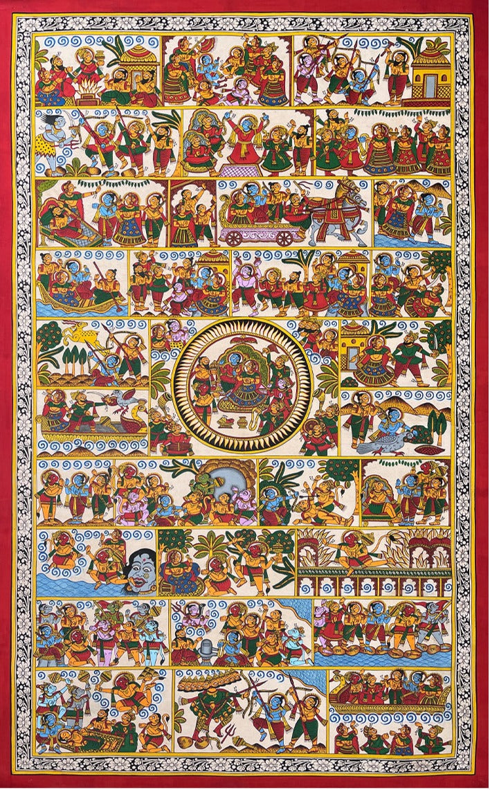 The Divine Saga: Epic Ramayana Journey, Phad Painting by Kalyan Joshi Thumbnail