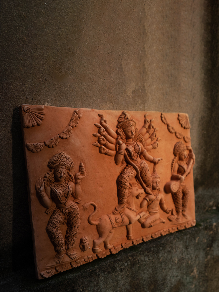 The Divine Trinity in Terracotta Wall Hanging by Dolon Kundu Thumbnail