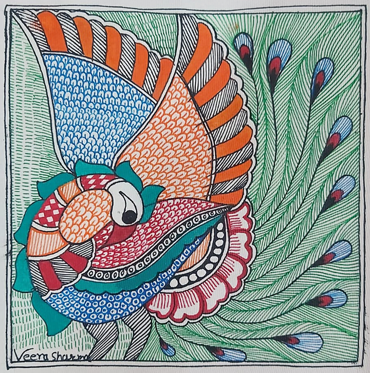The Enchanting Peacok in Madhubani by Priti Karn Thumbnail