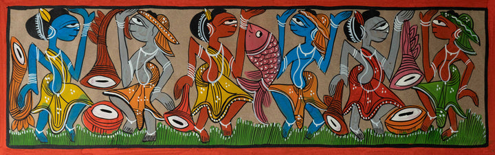 The Ethnic Dance: Santhal-Tribal Pattachitra by Manoranjan Chitrakar Thumbnail