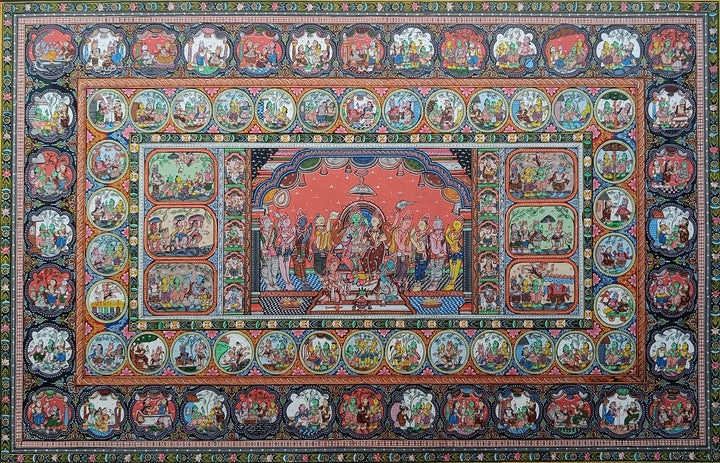 The Events of Lord Ramas Life - Pattachitra Painting by Purusottam Swain for Home Decor Thumbnail