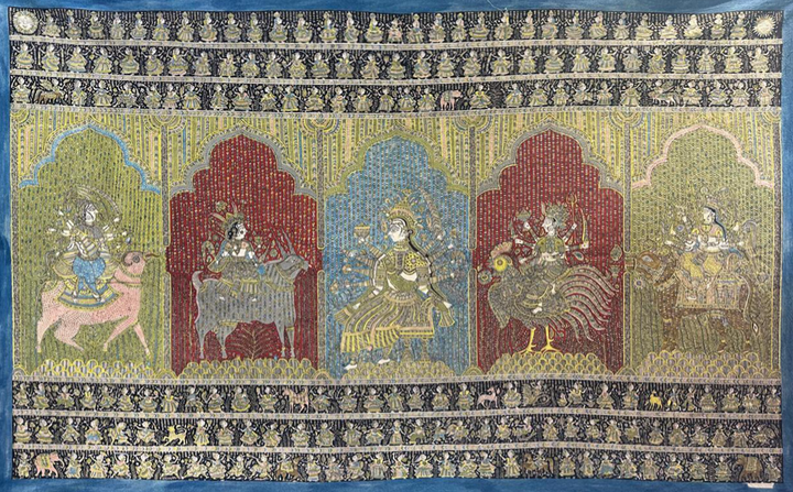 The Five Mother Goddesses Mata Ni Pachedi By Sanjay Chitara For Home Decor Thumbnail