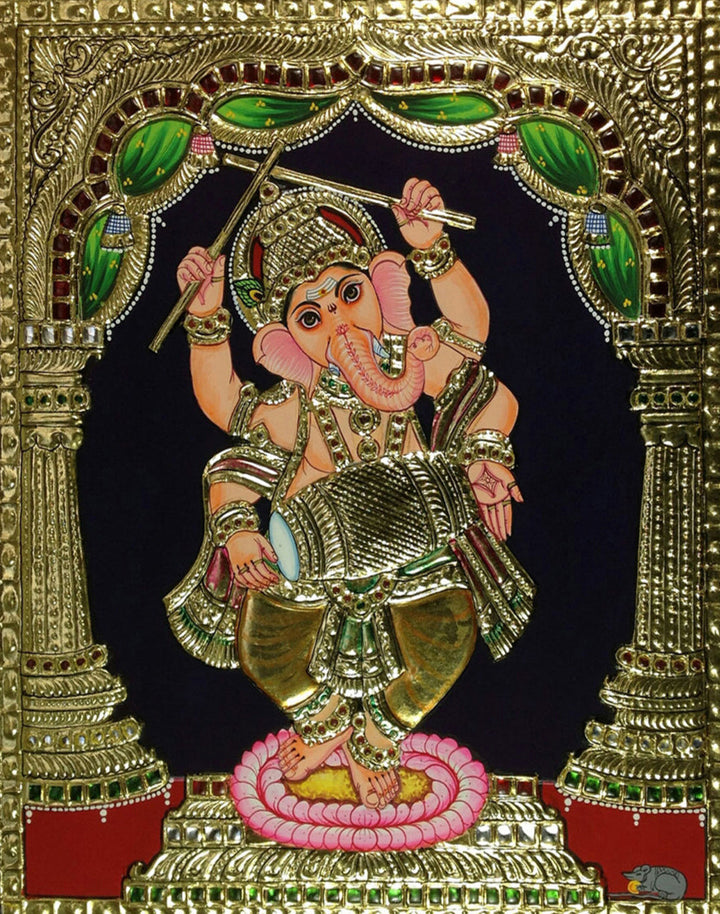 The Ganesha, Tanjore Painting by Sanjay Tandekar Thumbnail
