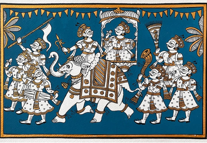 The Grand Parade: Majestic Royal Procession, Phad Painting by Kalyan Joshi Thumbnail