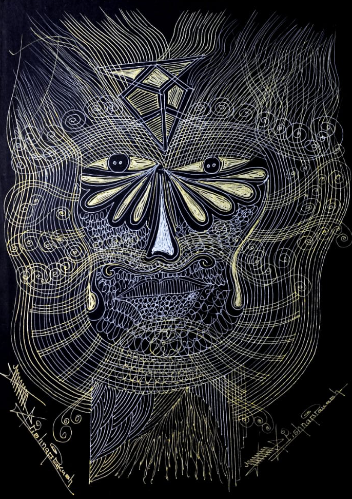 The Lion Face in Surpur Inspired Art by Krishna Prakash Thumbnail
