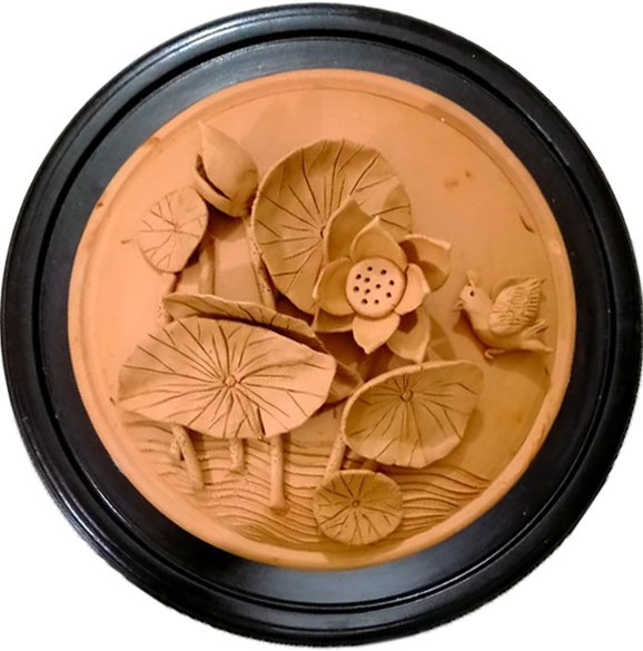 The Lotus Pond Decor Plate in Terracotta by Dolon Kundu Thumbnail