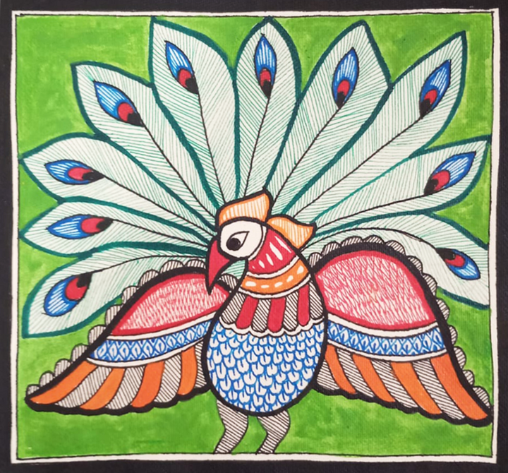 The Majestic Peacock in Madhubani By Priti Karn Thumbnail