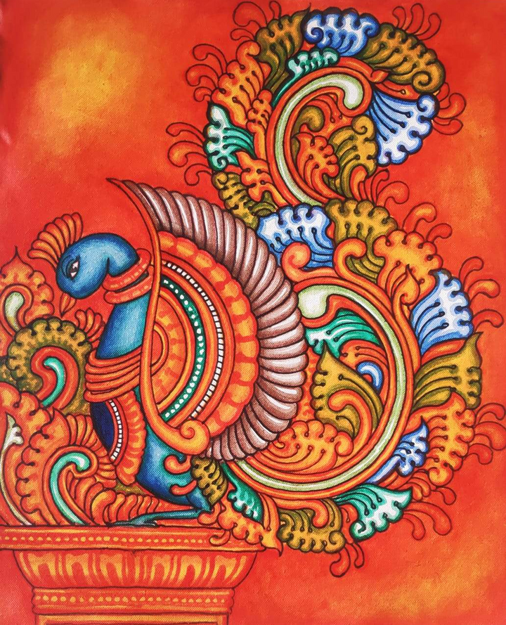 The Peacock Kerala Mural Painting by Adarsh Thumbnail