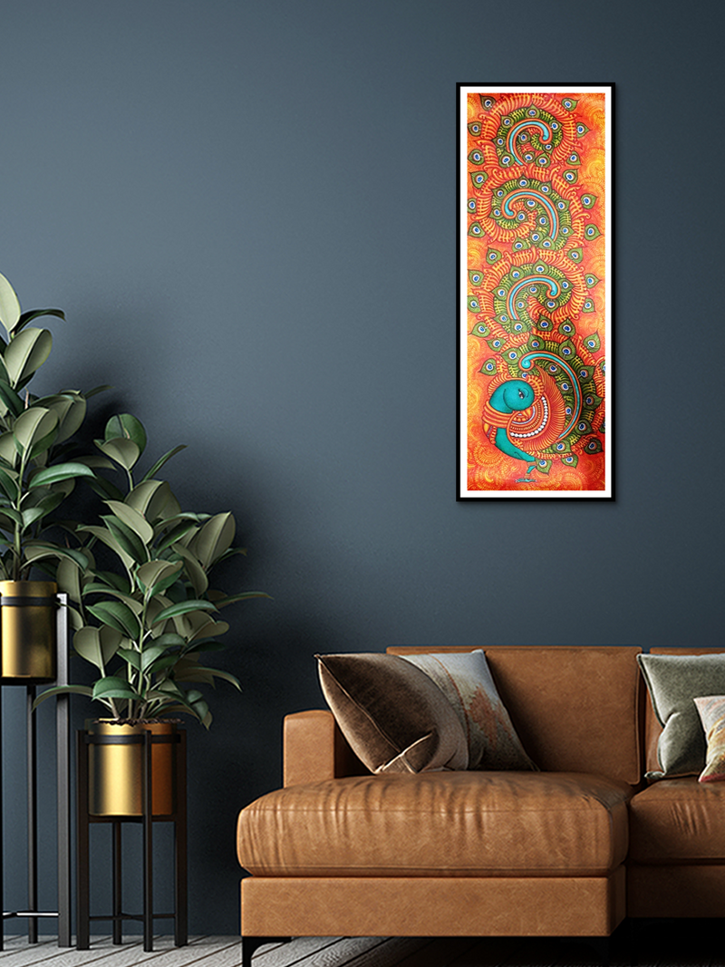 The Peacock Kerala Mural Painting by Adarsh for Sale