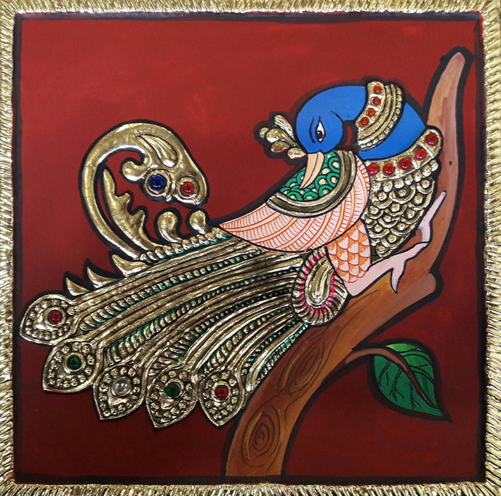 The Peacock, Tanjore Art by Sanjay Tandekar Thumbnail