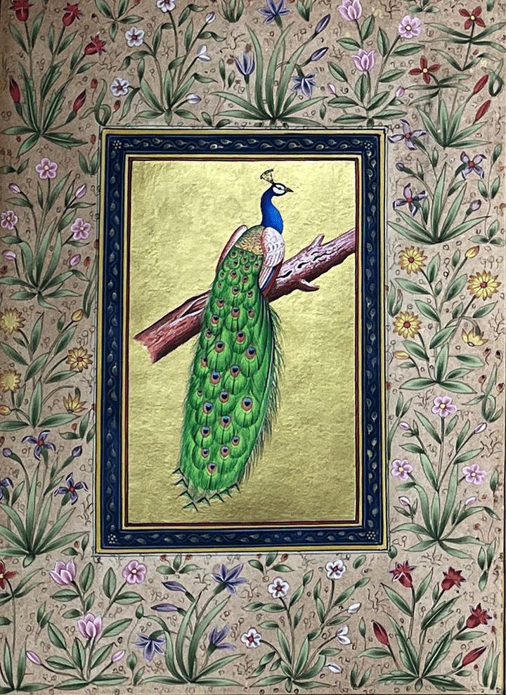 The Peacock's Repose in Mughal Miniature by Mohan Prajapati Thumbnail
