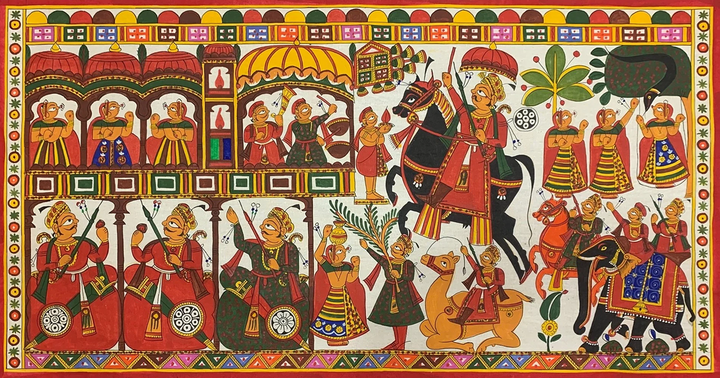 The Procession, Phad Painting by Kalyan Joshi Thumbnail