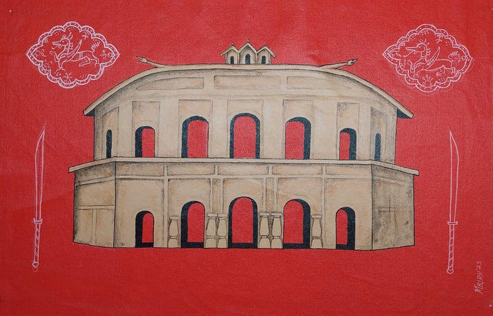 The Rang Ghar in Assamese Painting by Mridu Moucham Bora Thumbnail