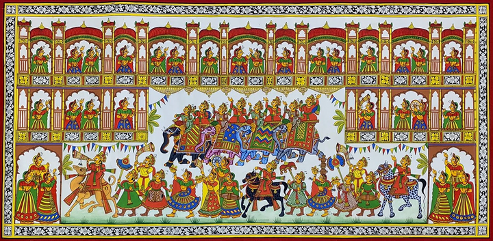 The Royal Procession, Phad Painting by Kalyan Joshi Thumbnail