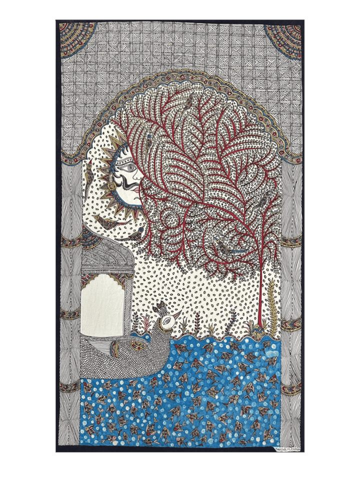 The Sun And The Peacock Mata Ni Pachedi By Sanjay Chitara For Home Decor Thumbnail