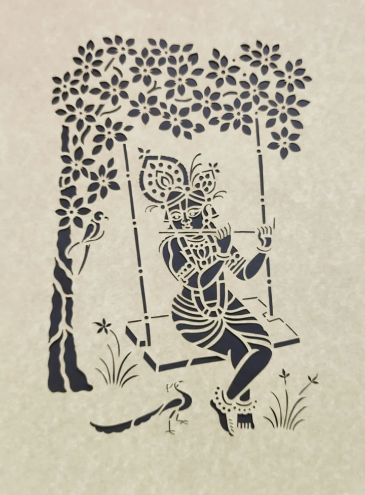 The Swing of Bliss: The Swing of Bliss Sanjhi Tapestry Thumbnail