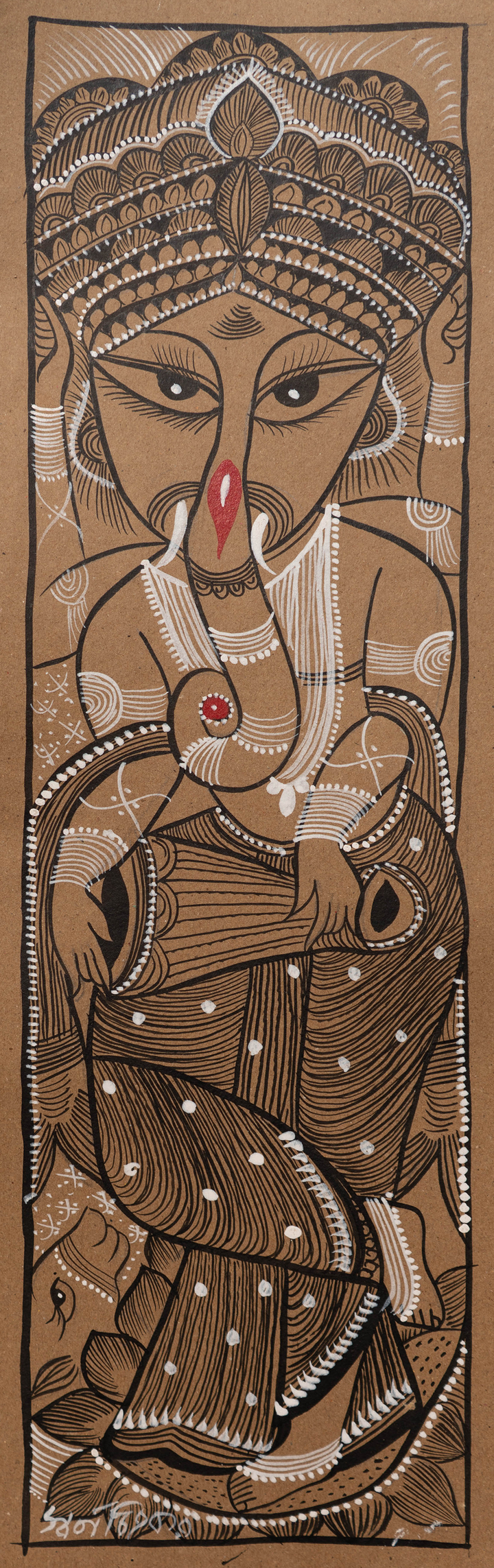 The Swirling Ganesh in Bengal Pattachitra by Swarna Chitrakar Thumbnail