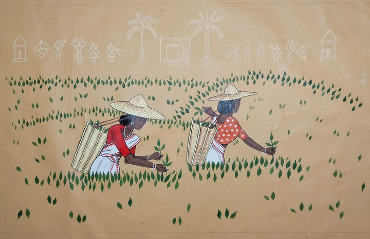 The Tea Gardens of Assam in Assamese Painting by Mridu Moucham Bora Thumbnail