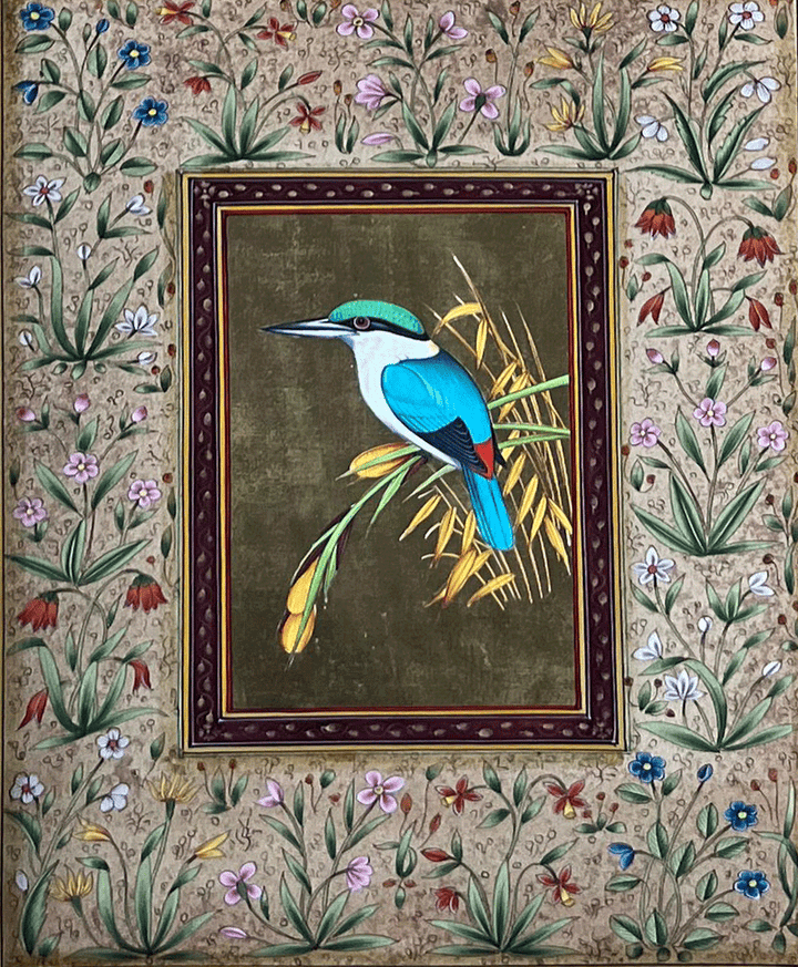 The Tranquil Kingfisher in Mughal Miniature by Mohan Prajapati Thumbnail