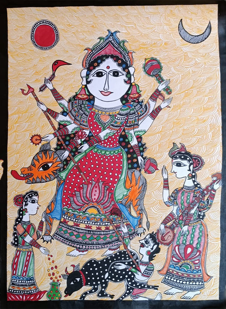 The Trinity's Embrace: Durga, Lakshmi, and Saraswati in Harmonious Majesty by Vibhuti Nath Thumbnail