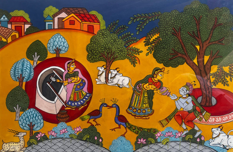 Buy The Wellspring of Devotion Krishna's Thirst Quenched, Phad Painting by Kalyan Joshi