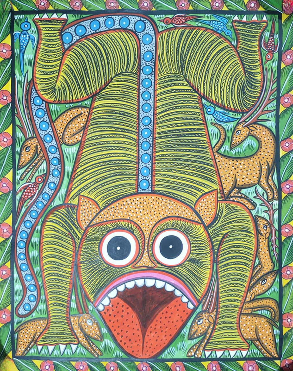 Tiger in Bengal Pattachitra by Manoranjan Chitrakar