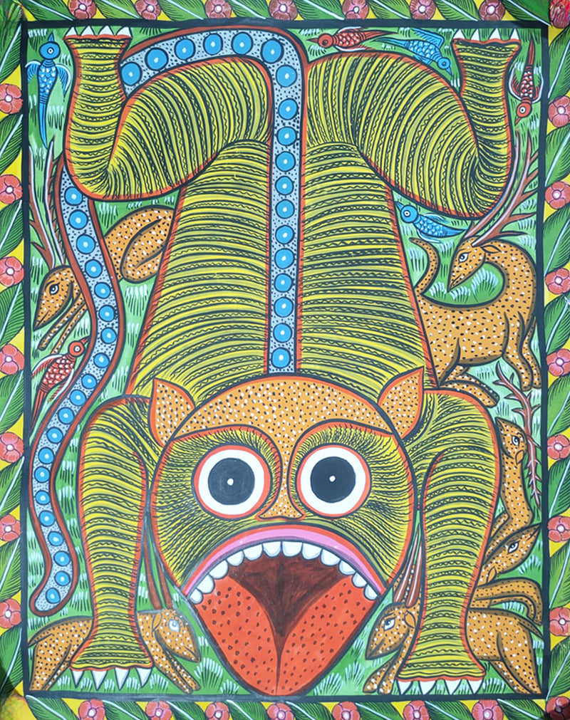 Tiger in Bengal Pattachitra by Manoranjan Chitrakar