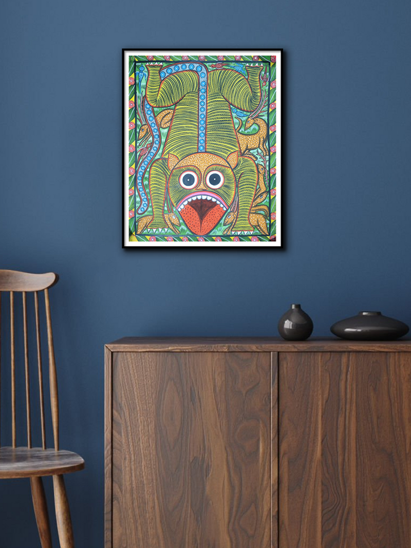 Tiger in Bengal Pattachitra by Manoranjan Chitrakar