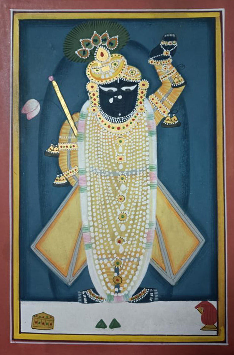 Shrinathji's Tipara Shringari, Pichwai Painting by Mohan Prajapati