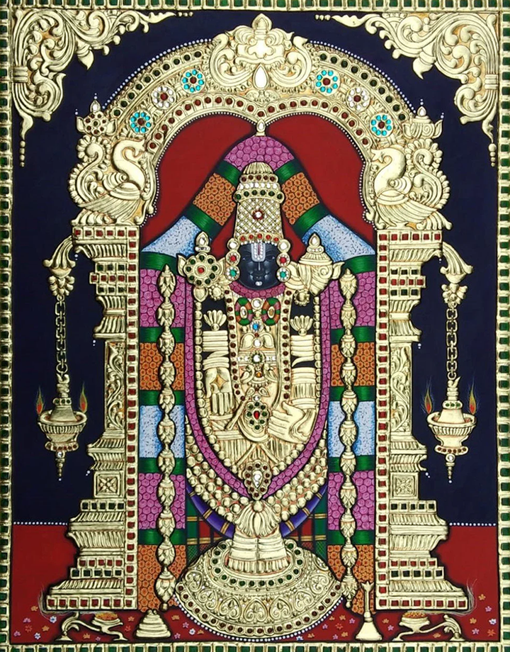 Tirupati Balaji: Tanjore Painting by Sanjay Tandekar Thumbnail