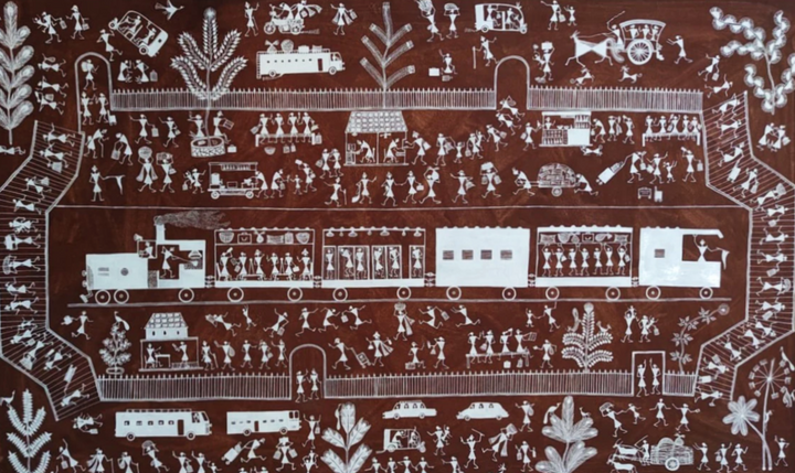 Train : Warli Painting by Anil Wangad Thumbnail