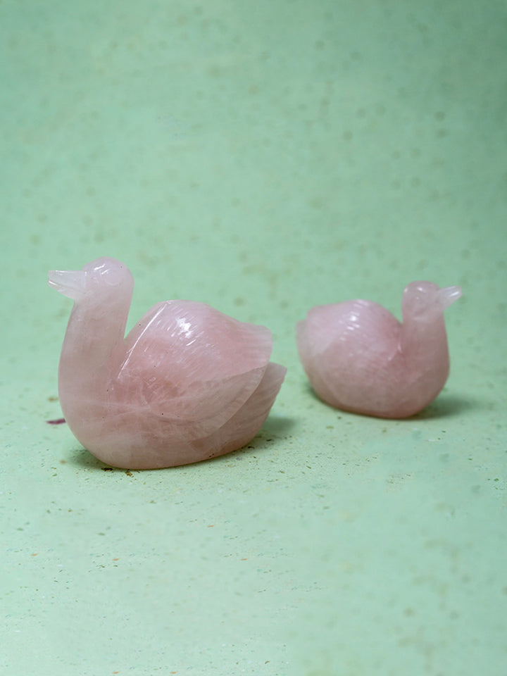 Tranquil Harmony: Reflections of Rose Quartz Swans by Prithvi Kumawat Thumbnail