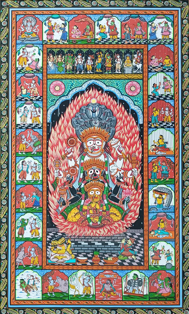 Jagannath S Triad - Pattachitra Art by Purusottam Swain for Home Decor Thumbnail