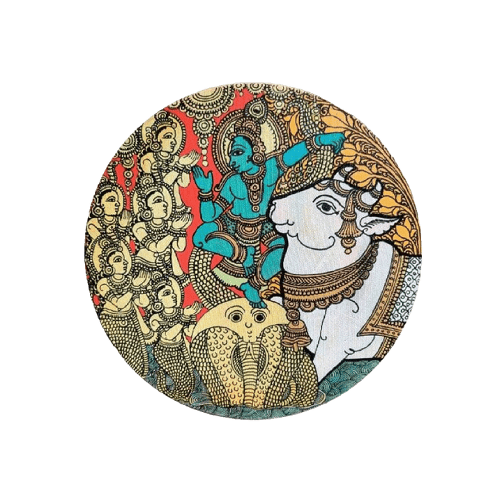 Transcendent Embrace: An Enchanted Circle of Devotion: Kalamkari inspired painting by Harinath.N Thumbnail