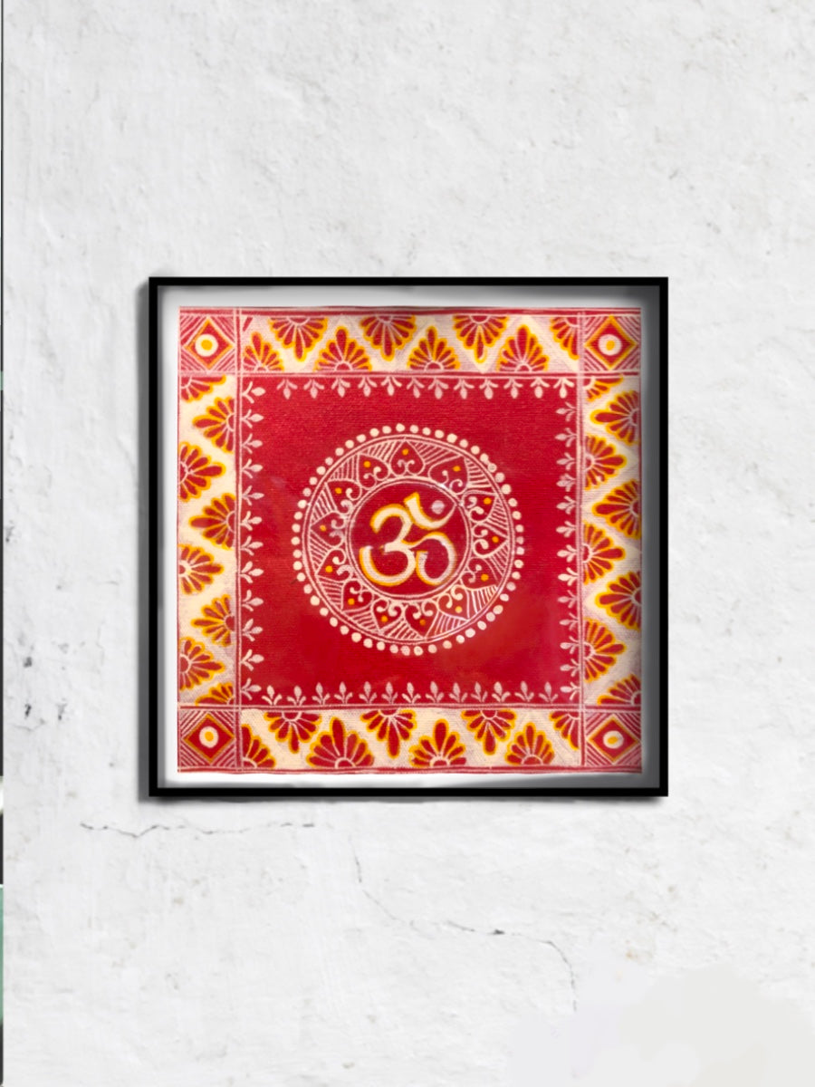 Buy OM inscribed Aipan Art | Buy Indian Folk Painting | Memeraki
