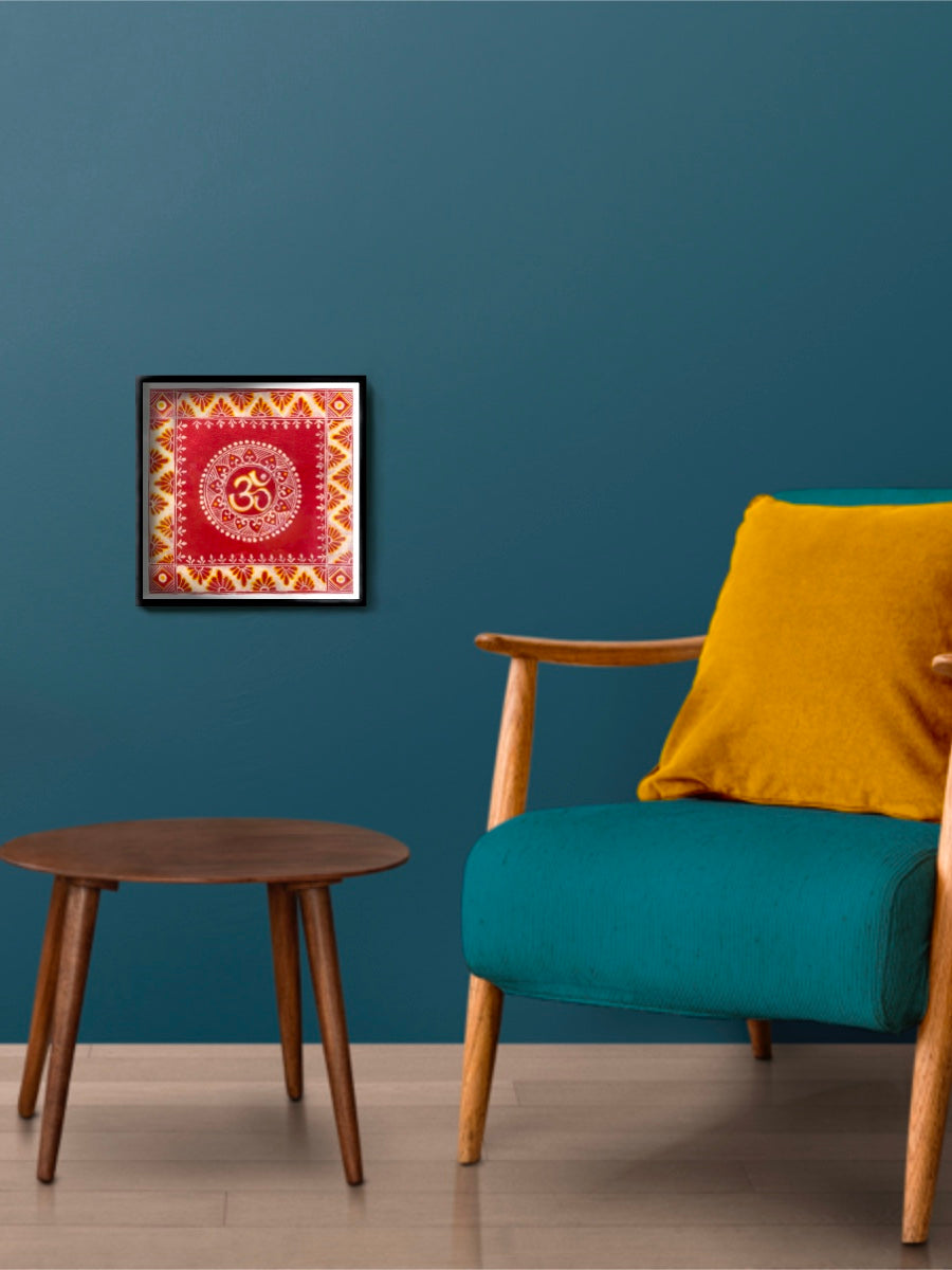 Buy OM inscribed Aipan Art | Buy Indian Folk Painting | Memeraki