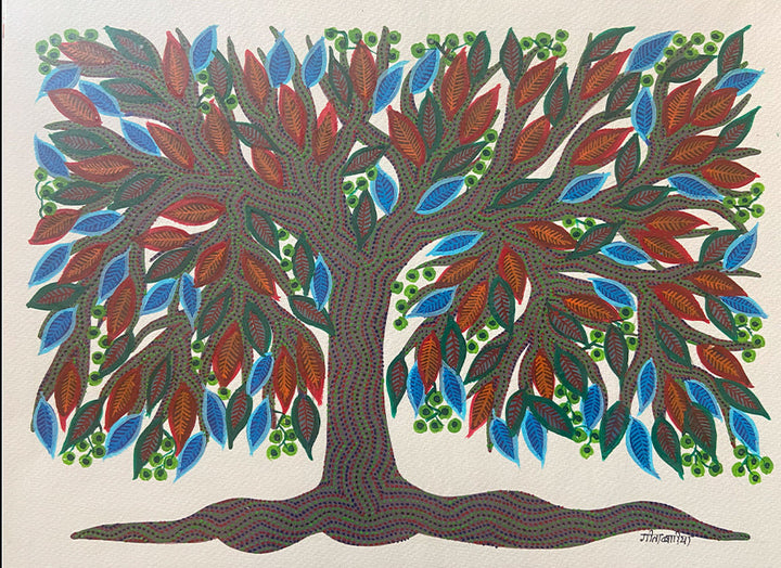 Tree, Bhil Art by Geeta Bariya Thumbnail