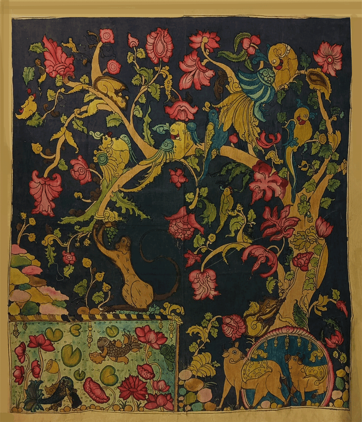 Tree and the Animals: Kalamkari by Kanukurthi Guna Sekhar Sai Thumbnail