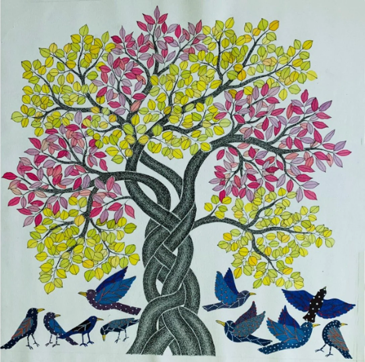 Tree of Life: Intertwined Branches in Gond by Venkat Shyam Thumbnail