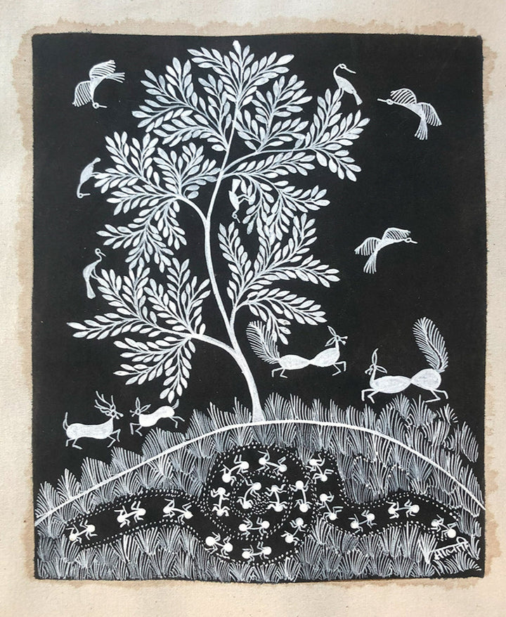 Tree of Life, Warli Art by Dilip Bahotha Thumbnail