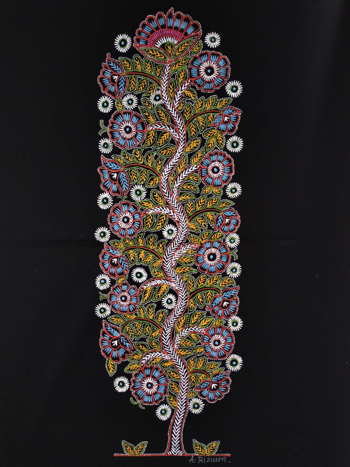 Tree of Life on Black Cloth: Rogan art by Rizwan Khatri Thumbnail