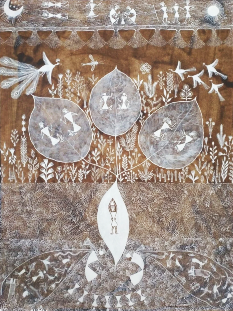 Tree of Palash: Warli painting by Anil Wangad