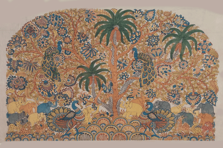Tree of life: A Forest Scene Kalamkari Painting by Harinath.N Thumbnail