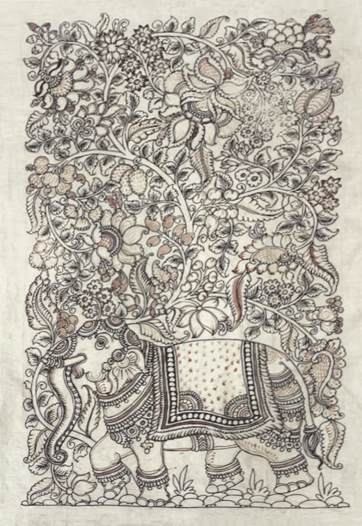 Tree of life: Majestic Elephant Kalamkari painting by Sudheer Thumbnail