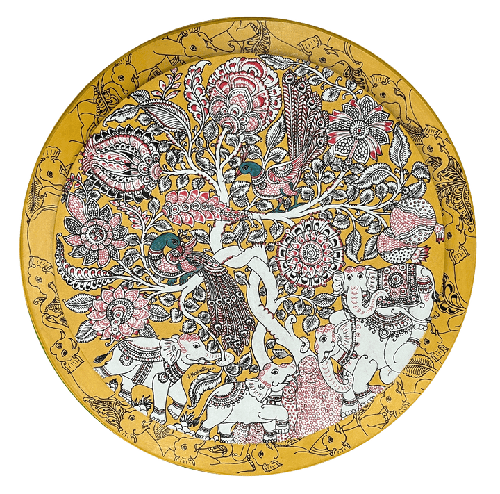 Tree of life: Playful Elephants Kalamkari inspired painting by Harinath.N Thumbnail