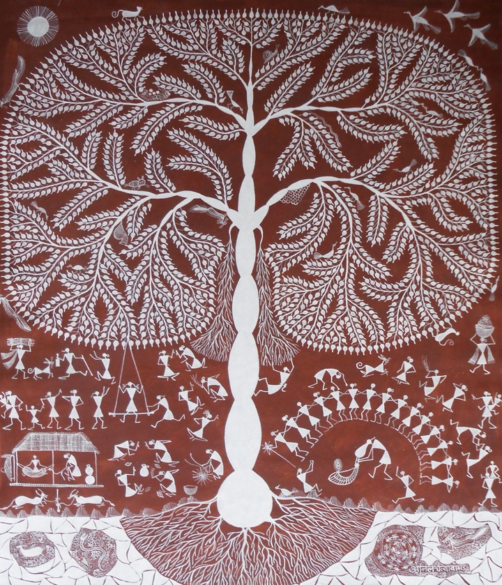 Tree of life: Warli painting by Anil Wangad Thumbnail