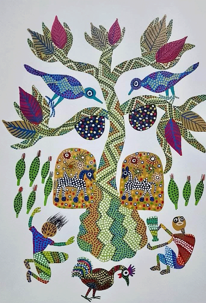 Tree of life in Bhil community Bhil art by Shersingh Bhabor Thumbnail