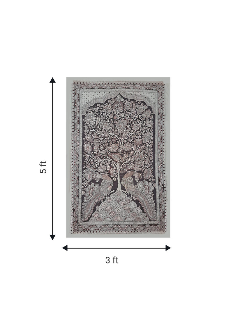 Tree of life with regal peacocks Kalamkari painting by Sudheer