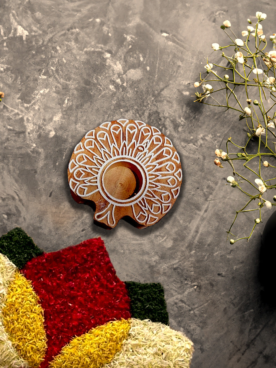 Tree shaped Diya Wood Block Art | Free Shipping in India