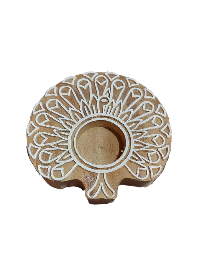 Tree shaped Wooden Block diya set by Vikas Singh Thumbnail
